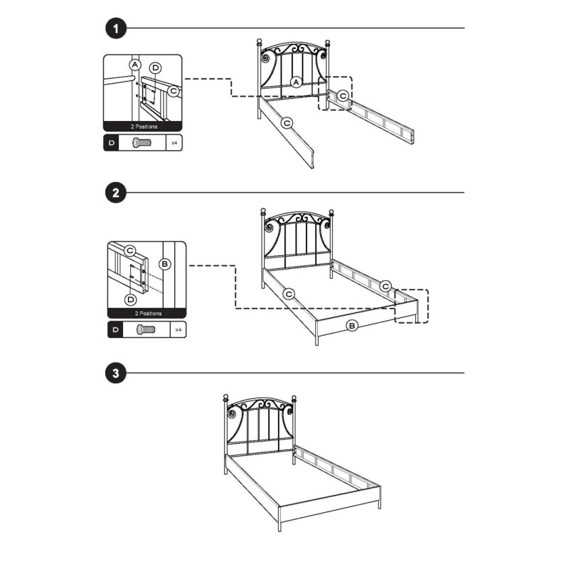 Letto Nodi singolo bianco metallo 100x195 cm elegante robusto