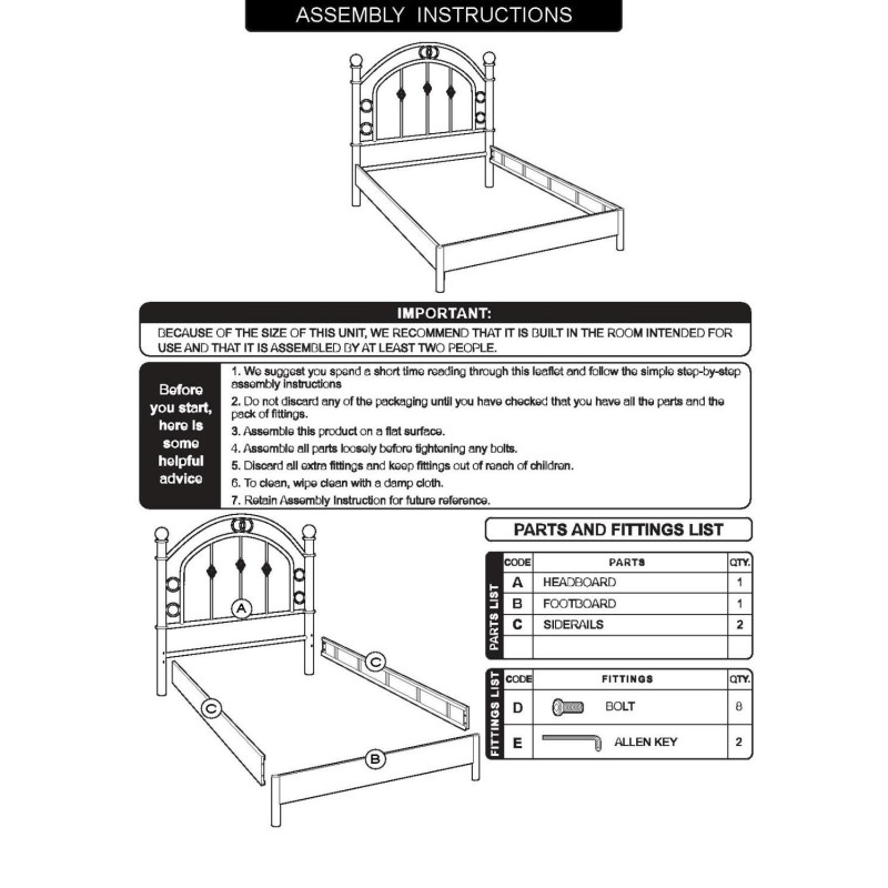 Letto Luxor singolo bianco metallo 95/100x195/200 moderno
