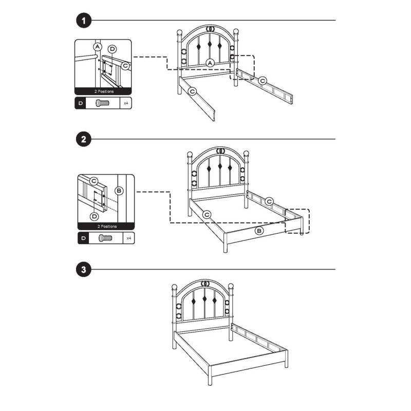 Letto Luxor singolo bianco metallo 95/100x195/200 moderno