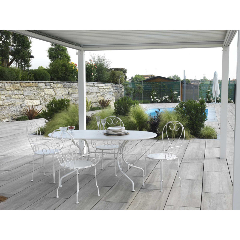 Tavolo metallo new old bianco crema ovale cm 160x90h72