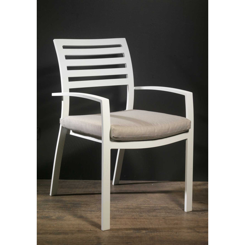 Poltrona alluminio New Boston bianco cuscini grigi 58x57x88 cm