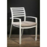 Poltrona alluminio New Boston bianco cuscini grigi 58x57x88 cm