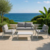 Salotto alluminio Manhattan bianco 2 posti cuscini grigi elegante
