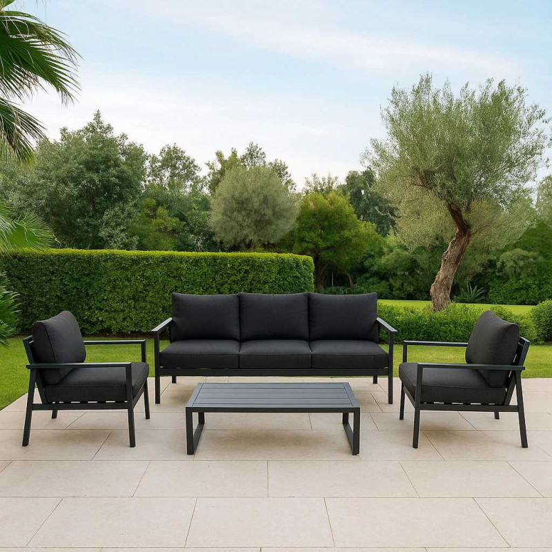 Salotto alluminio Manhattan antracite 3 posti moderno da giardino