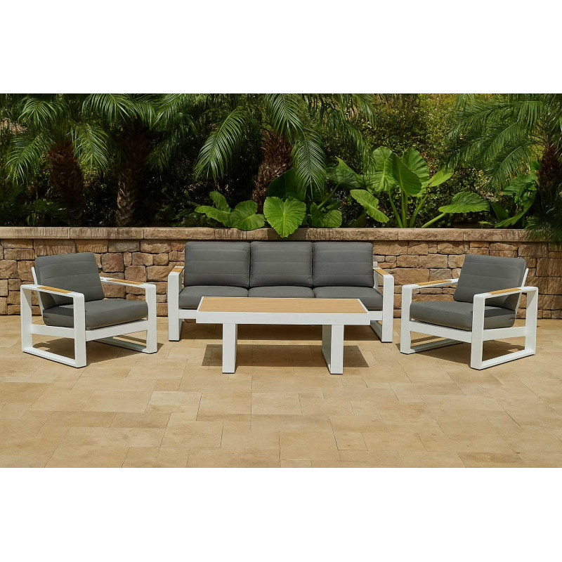 Salotto alluminio bianco Blaine 3 posti da esterno moderno