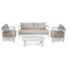 Salotto alluminio Aledo 2 posti bianco cuscini grigio chiaro elegante