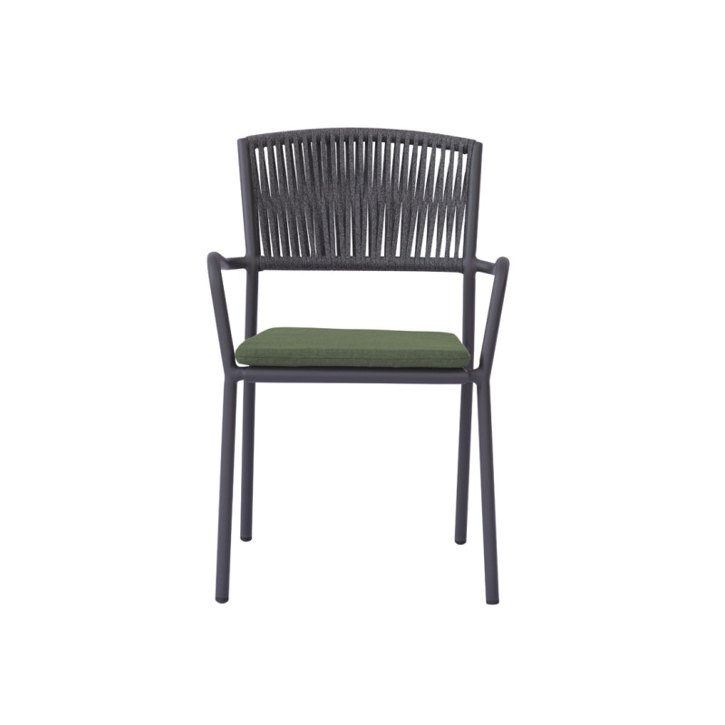 Sedia Modena Con B Alluminio Antracite E Corda Verde Moia