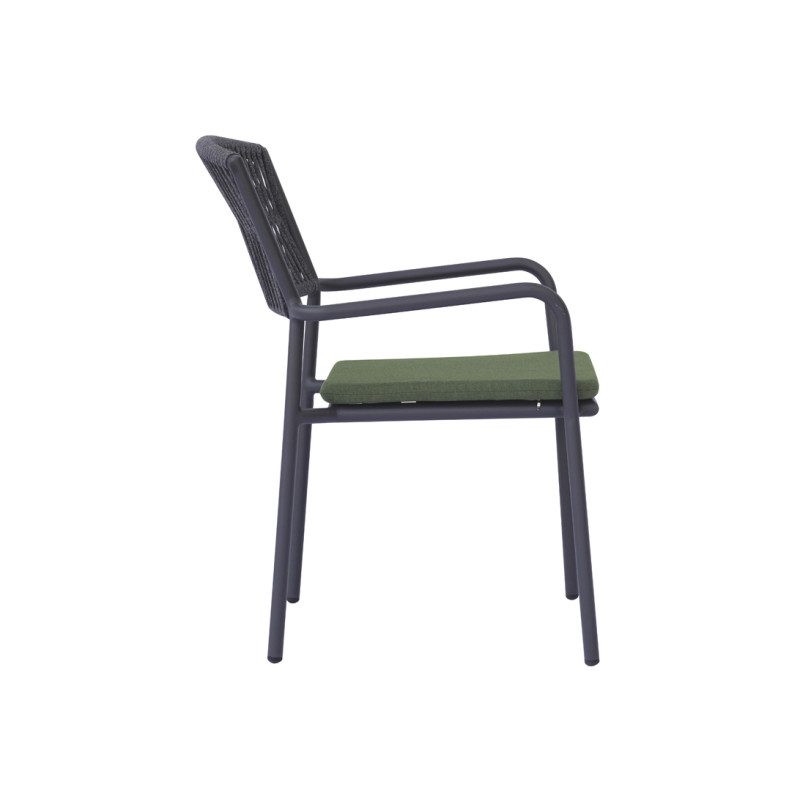 Sedia Modena Con B Alluminio Antracite E Corda Verde Moia