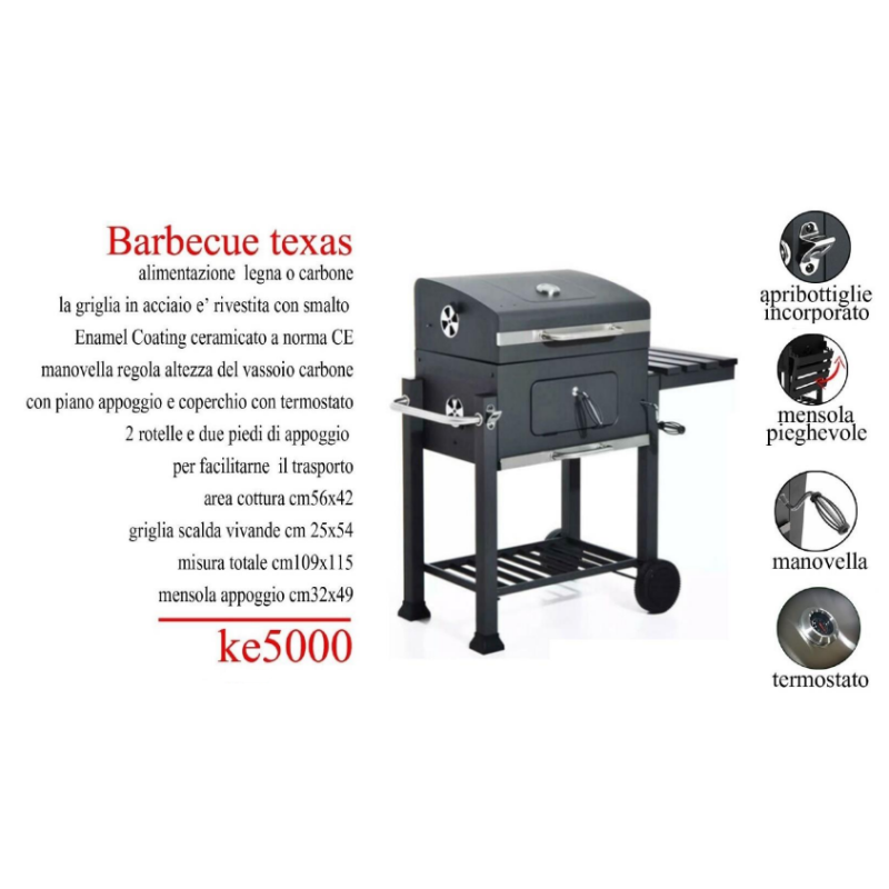 Barbecue Texas a carbone robusto e versatile per grigliate