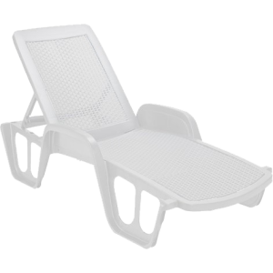Lettino Pool rattan bianco struttura ferro relax giardino piscina