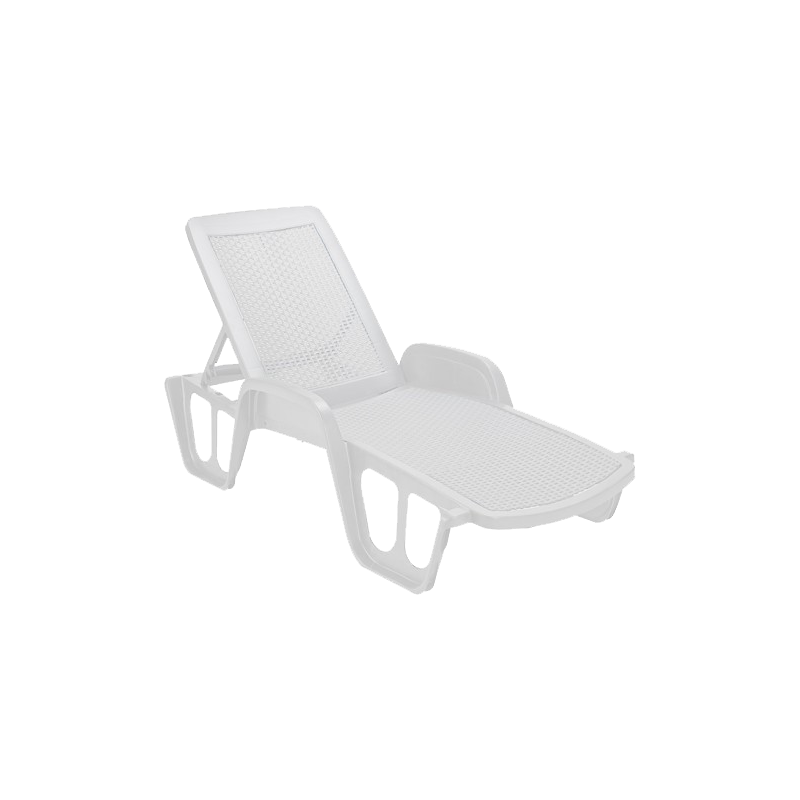 Lettino Pool rattan bianco struttura ferro relax giardino piscina