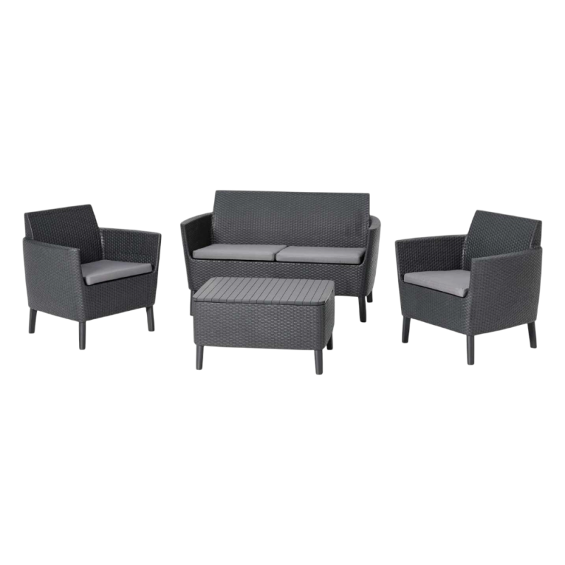 Salerno Lounge Set grigio antracite con cuscini salotto in ferro