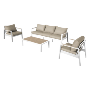 Set Sofa Cartagena 5 posti bianco polywood salotto giardino