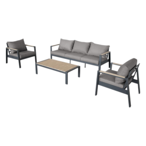 Set Sofa Cartagena 5 Posti Grigio Polywood - Salotto da Giardino