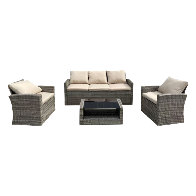 Set Sofa Dubai 5 Posti Grigio - Salotto da Giardino in Ferro