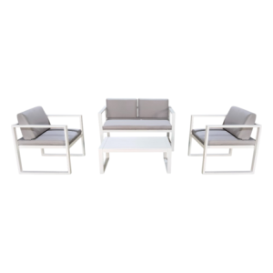 Zoom Set Sofa' Naxos 4 Posti Alu. Bianco cuscini Grigio