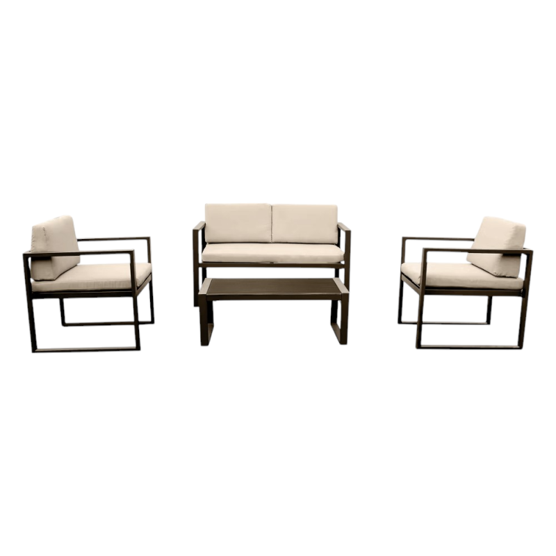Set Sofa Naxos 4 Posti Alluminio Tortora - Salotto da Giardino