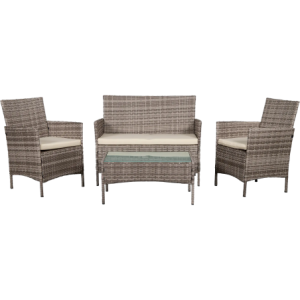Set sofa New Smart 4pz grigio salotto in ferro da giardino