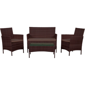 Set Sofa New Smart 4 pezzi moka salotto in ferro da giardino