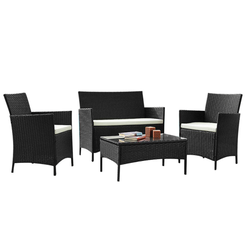 Set Sofa New Smart 4pz Nero - Salotto da Giardino in Ferro
