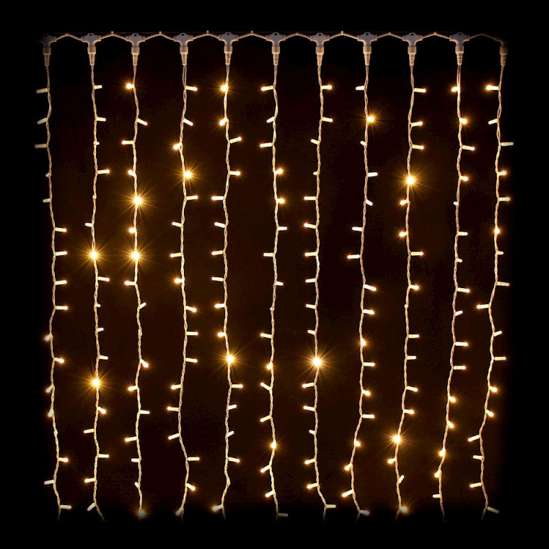 Tenda 260 LED bianco caldo flash IP44 esterno 230V Natale