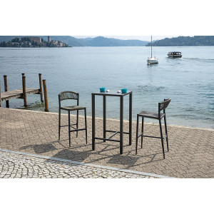 Zoom Tavolo Iseo Alto In Acciaio 70x70 Antracite Moia