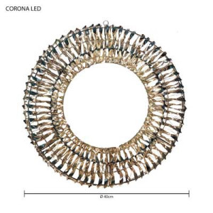 Corona LED iridescente oro Ø 40 cm decorazione natalizia