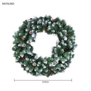 Corona Natalino Ø 90 cm in PVC decorazione natalizia verde