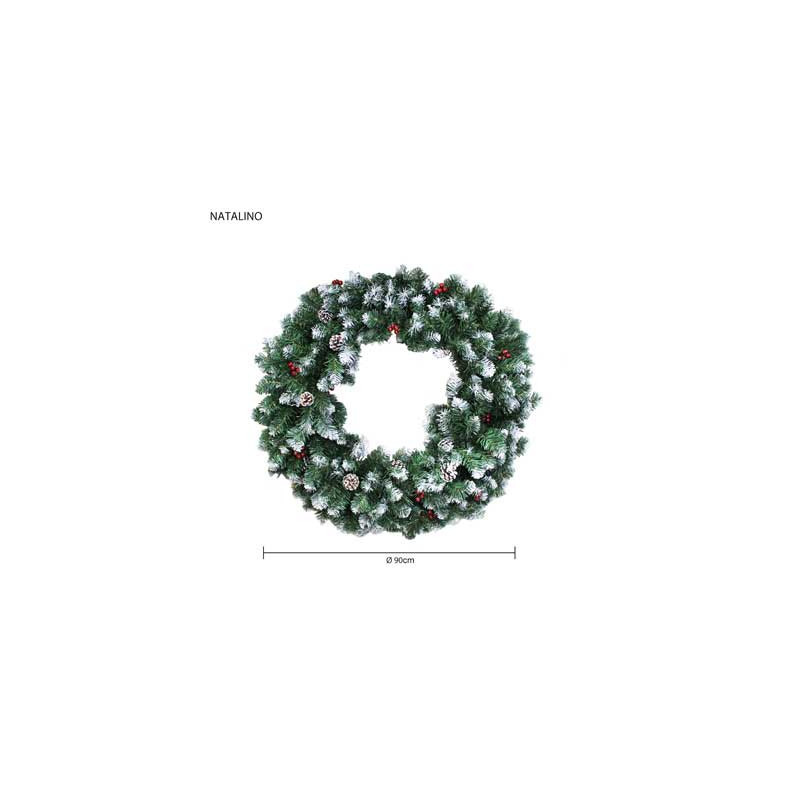 Corona Natalino Ø 90 cm in PVC decorazione natalizia verde