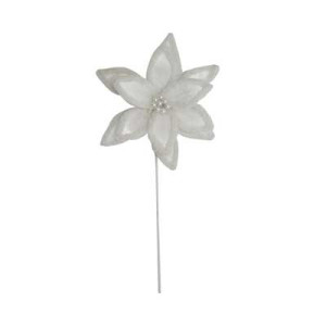 Fiore Doppia Stella Bianco 57x33cm Decorazione Natalizia