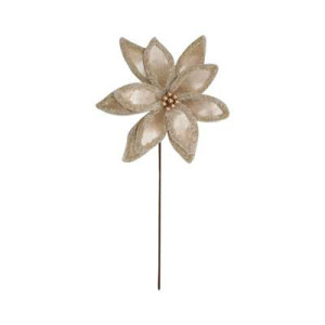 Fiore Doppia Stella Crema 57x33cm Decorazione Natalizia