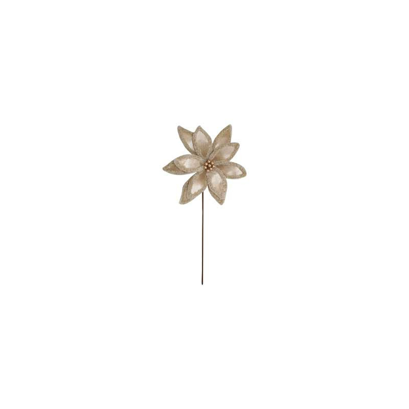Fiore Doppia Stella Crema 57x33cm Decorazione Natalizia