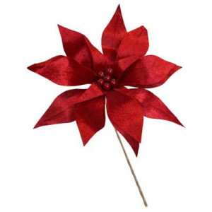 Fiore Elsa Rosso 36cm Decorazione Natalizia Elegante