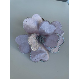 Fiore Heart con Glitter Rosa 48cm Decorazione Natalizia