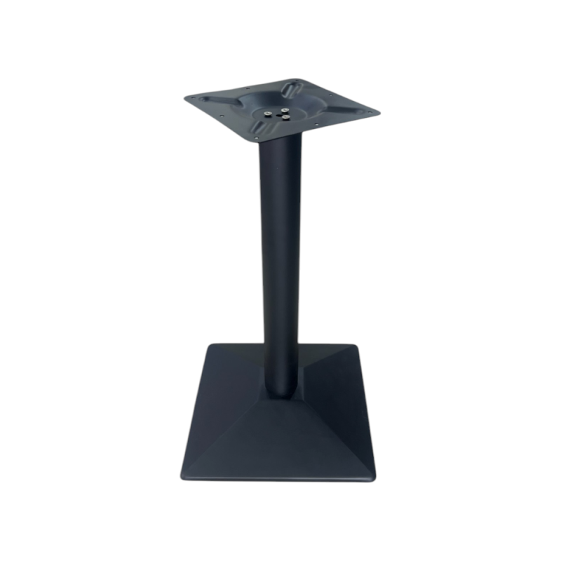 Gamba Table Met tubo Ø76mm H72cm nero piatto 25cm - Base tavolo robusta