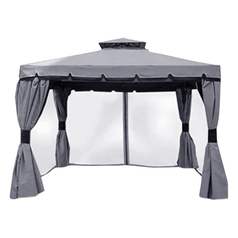 Gazebo Royal 3x3 mt grigio con teli laterali e zanzariera robusto