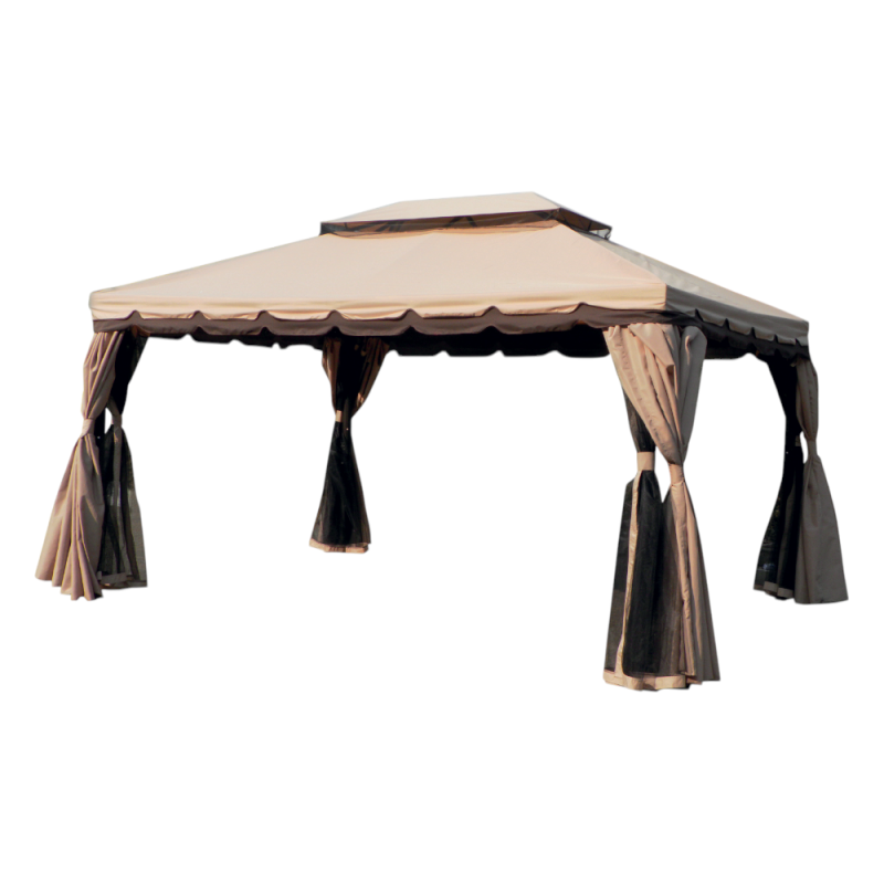 Gazebo Royal 3x4 mt moka con teli laterali e zanzariera robusto