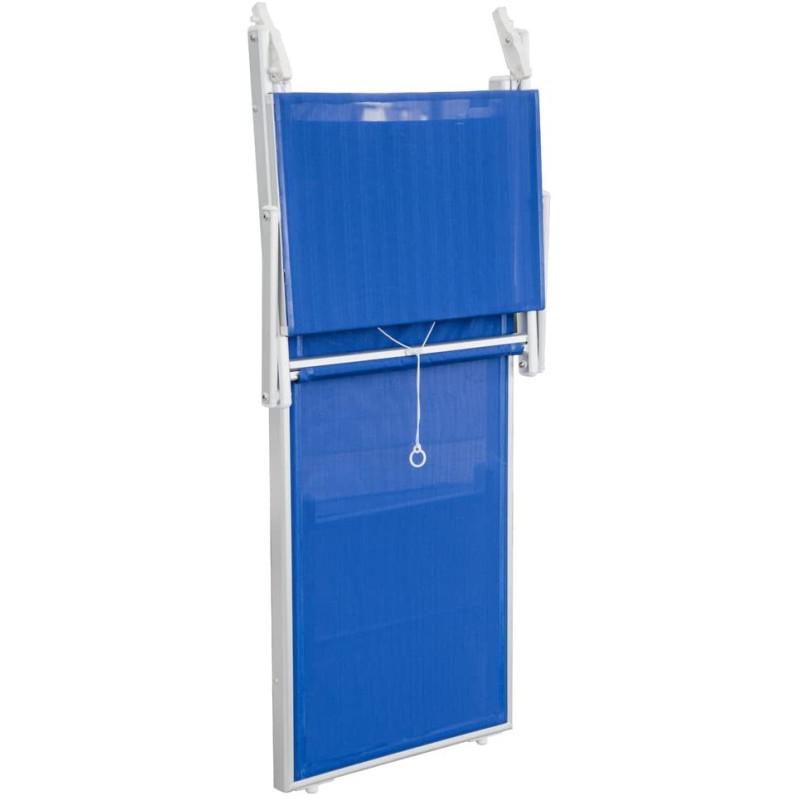 Lettino Lux Beach blu con parasole 2 posizioni pieghevole