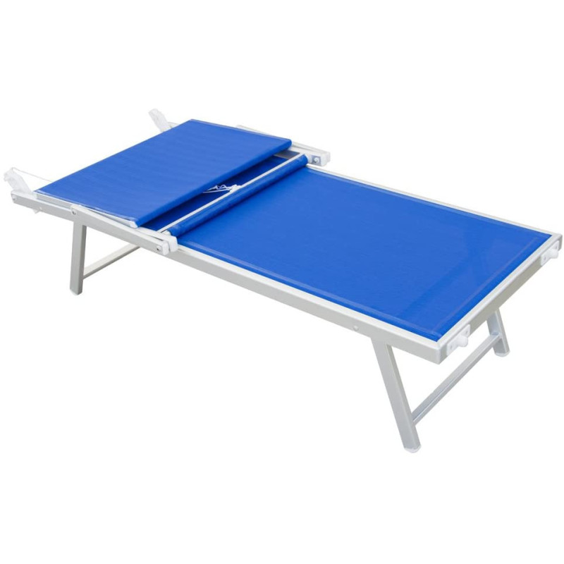 Lettino Lux Beach blu con parasole 2 posizioni pieghevole