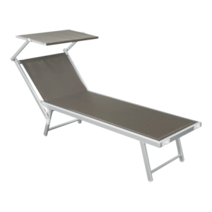 Zoom Lettino Lux Beach Tortora Con Parasole 2 posizione In Alluminio Pieghevole