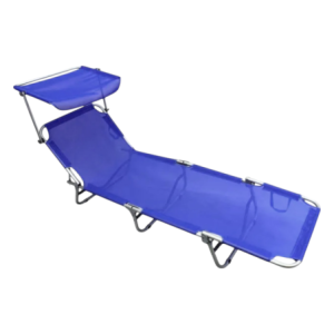Lettino Pratic pieghevole blu alluminio con parasole giardino
