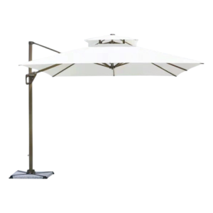 Ombrellone Santorini 3x3 m Champagne Gold Telo Bianco - Giardino