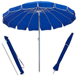 Zoom Set di 6 Ombrelloni Starbeach Blu ø 220 Cm Palo 32/32 In Alluminio