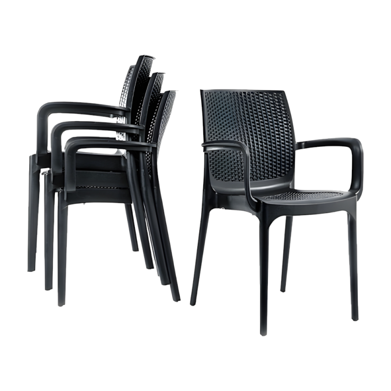 Poltrona Baviera in Rattan Antracite - Eleganza Outdoor