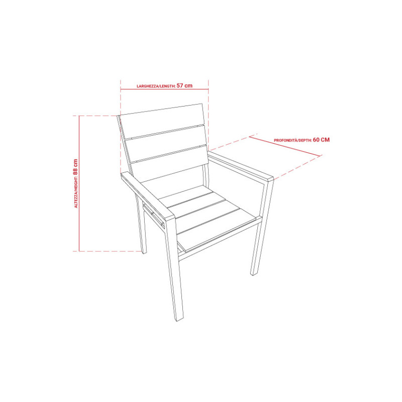 Poltrona Madagascar Alluminio Antracite-Legno Grigio Outdoor