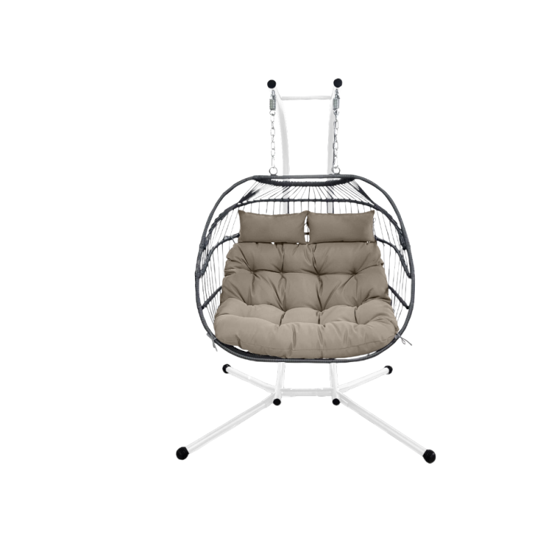 Poltrona pensile 2 posti Kenya rattan bianco - Relax sospeso outdoor