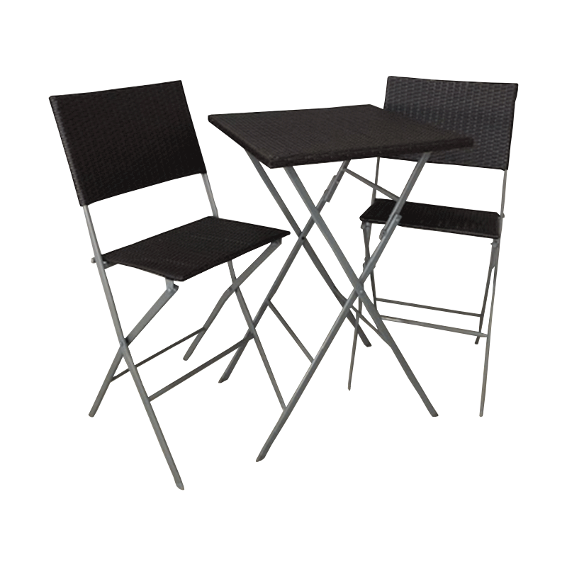 Set tavolo alto e 2 sedie pieghevoli moka - Pratiko Basic