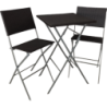 Set tavolo alto e 2 sedie pieghevoli moka - Pratiko Basic