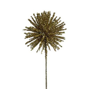 Rametto Pon Pon Oro 16cm - Decorazione Floreale Natalizia