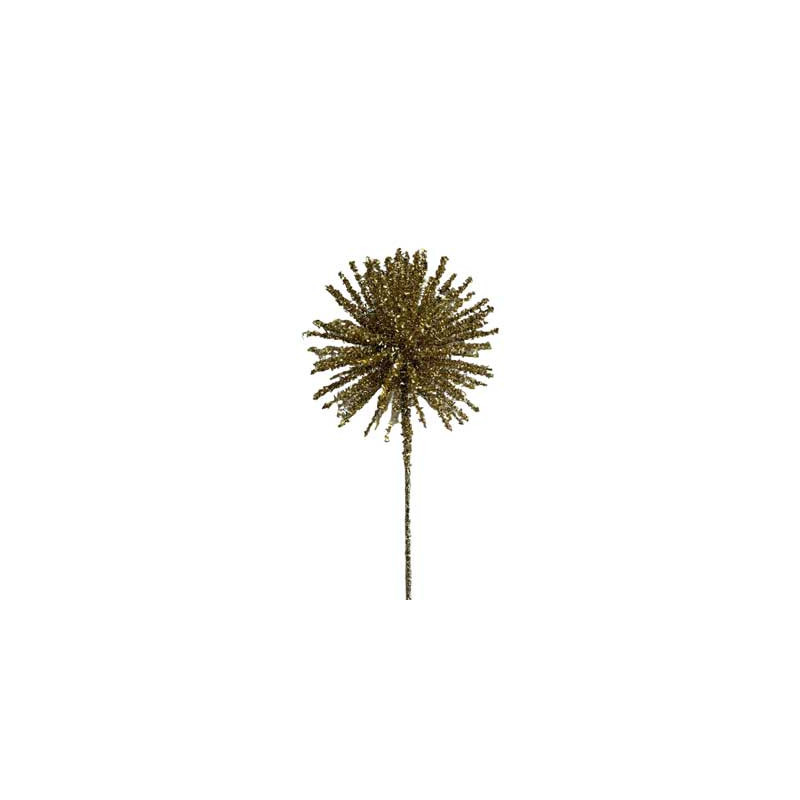 Rametto Pon Pon Oro 16cm - Decorazione Floreale Natalizia